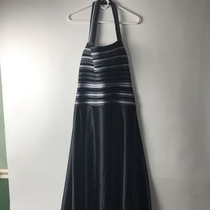 Tadashi Black Satin w/ Gray Stacked Piping Bodice